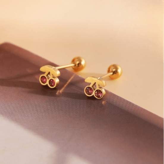 Cherry Earrings – Waterproof 18K Gold Earring by Atella
